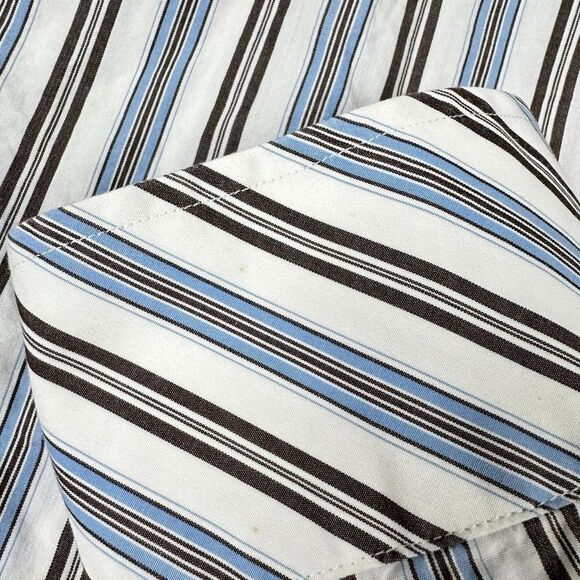 Robert Graham Long Sleeve Button Up Shirt Blue Striped Floral Mens 2XL - Picture 7 of 9